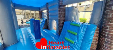 Castle Dual Lane Bouncy Slide 6m X 5m Heart Inflatables Factory