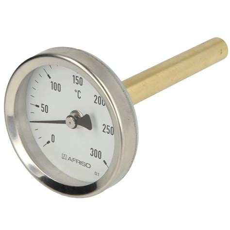 Bimetall Zeigerthermometer 0 300C 100 mm Fühler mit 63 mm Gehäuse