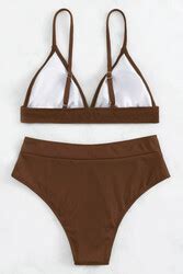Angelsin Yüksek Bel Tasarım Bikini Altı Kahverengi Bikini Alt Angelsin
