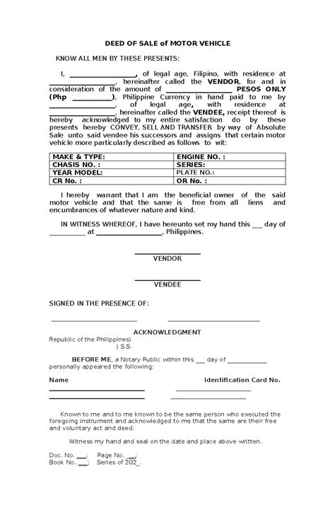 Affidavit of Self-Adjudication & Deed of Absolute Sale - Studocu