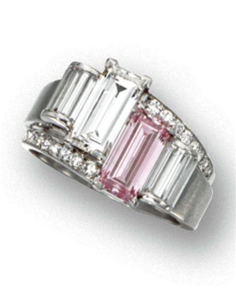 A Retro fancy intense pink diamond and diamond ring, circa 1945. | Pink ...