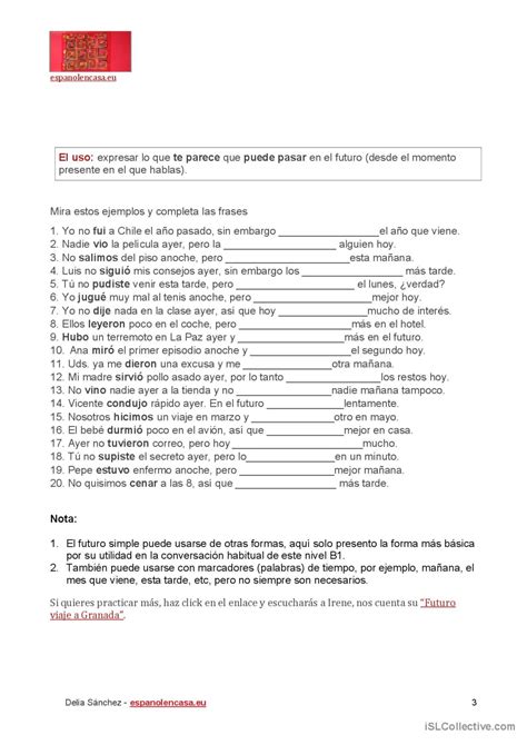 El futuro imperfecto práctica genera English ESL worksheets pdf doc