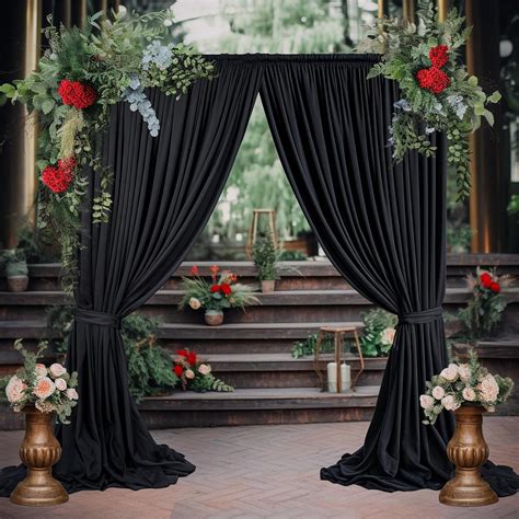 10ft x 10ft Black Backdrop Curtains for Parties Black Photo Backdrop Curtain Drapes for Wedding ...