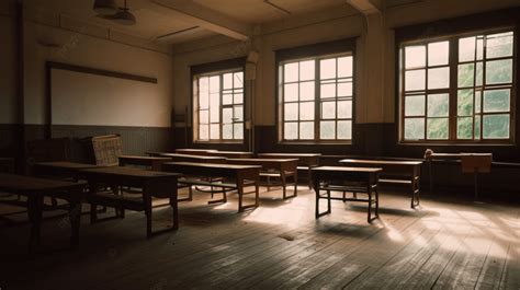 An Old Classroom With Windows Background, Empty School Classroom ...