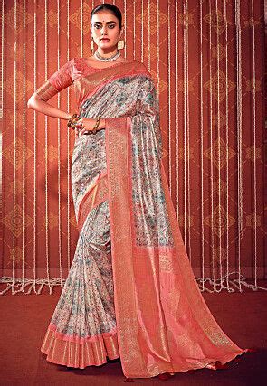 Buy Digital Printed Art Silk Saree In Multicolor Online SFF3037