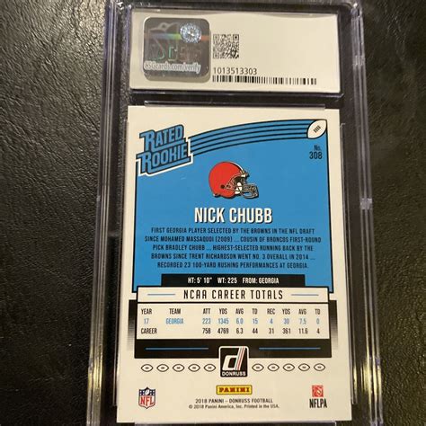 Panini Donruss Rated Rookie Press Proof Blue Nick Chubb Rc