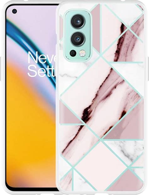 Oneplus Nord Hoesje Roze Marmer Designed By Cazy Bol