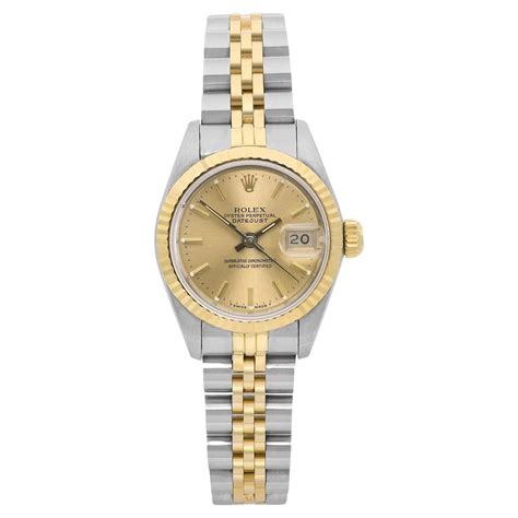 Rolex Datejust 18k Gold Champagne Diamond Dial President Ladies Watch 69178g At 1stdibs