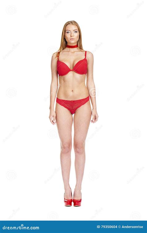 Jeune Belle Femme Blonde Dans Le Bikini Rouge Photo Stock Image Du