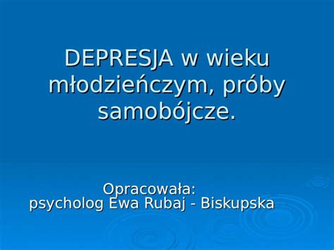 PPT DEPRESJA w wieku młodzieńczym próby samobójcze DOKUMEN TIPS