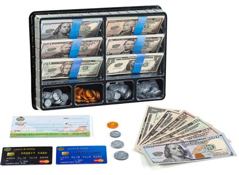 Kids' Realistic Pretend Play Money Set – Includes: Bills, Coins, Credit ...