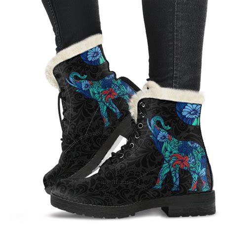 Floral Elephant Faux Fur Boots – Elephantsity