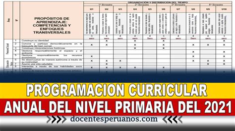 Programacion Curricular Anual Del Nivel Primaria Del