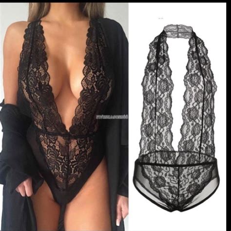 Intimates Sleepwear Sexy Black Lace Bodysuit Lingerie Sleepwear Med Poshmark