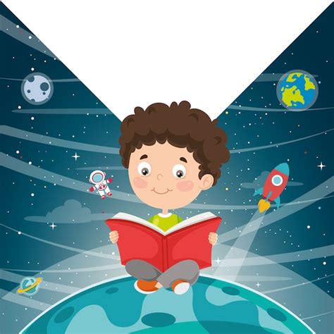 Ilustración vectorial de libro de lectura para niños Vector Premium