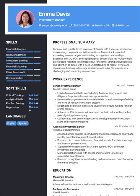 Commercial Banker Resume Example For 2024 How To Create A Professional Cv Cvdesigner Ai