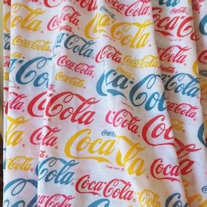 Coca Cola Fabric Jersey Fabric Coca Cola Trademark Logo Fabric Red Blue ...