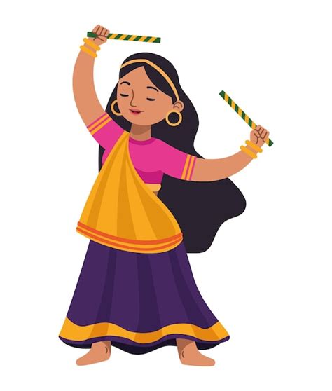 Premium Vector | Navratri dancer young woman isolated icon