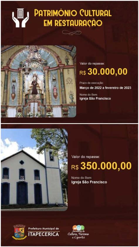 Prefeitura Municipal de Itapecerica MG Obras na igreja de São