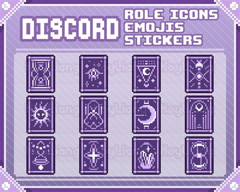 Tarot Role Icons For Discord Server In Retro Pixel Art Style Magical