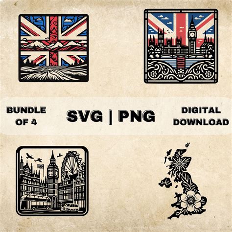 United Kingdom SVG Bundle, UK Flag Clipart, Great Britian, British Map, London Skyline England ...