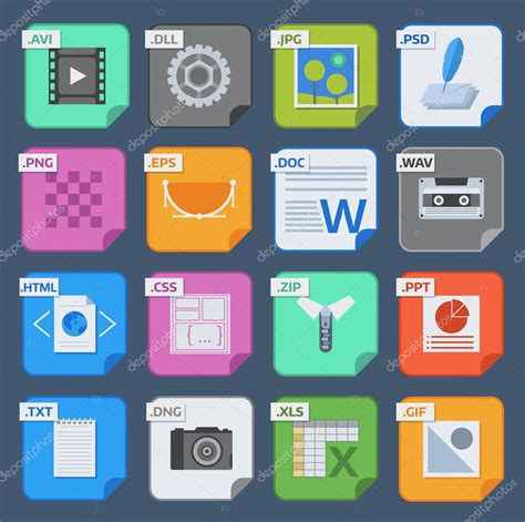 Vector Cuadrados Tipos De Archivos Y Formatos Etiquetas Iconos Conjunto