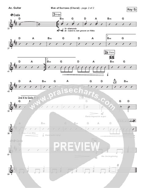 Man Of Sorrows Choral Anthem Satb Acoustic Guitar Sheet Music Pdf Hillsong Worship Arr