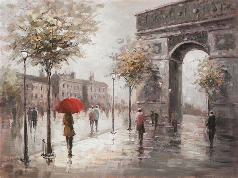 Tableau Urbain X Paris Sous La Pluie Peinture Acrylique