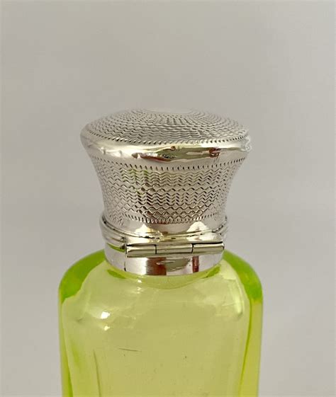 Uranium Glass And Silver Perfume Scent Bottle C1880