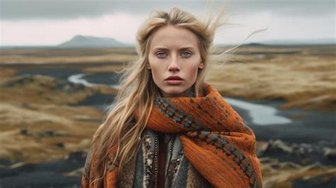 Icelandic woman amidst Iceland's breathtaking nature reflecting the ...