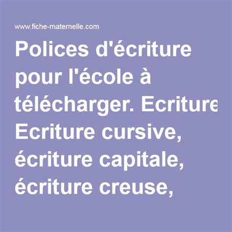 Polices d écriture pour l école à télécharger Ecriture cursive