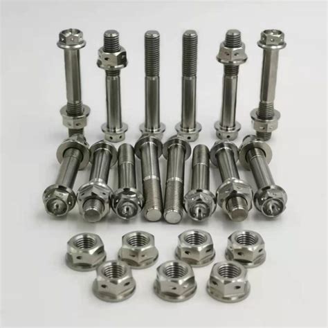 Hex Flange Titanium Bolts With Drilled Titanium Nuts Baoji Hosn