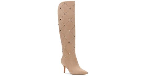 Vince Camuto Suede Fimulie Pointed Toe Studded Over The Knee High Heel