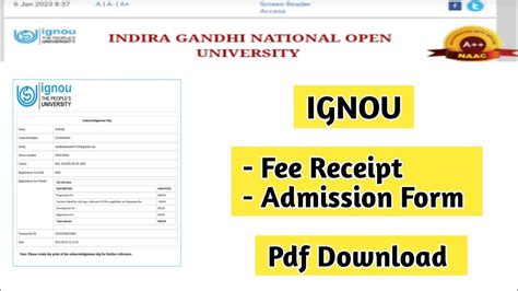 Ignou Admission Form And Fee Receipt Kaise Download Kare Mister Ignou Ignou