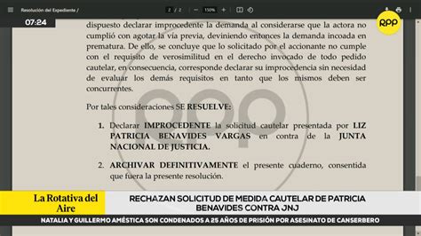 Poder Judicial Rechaza Solicitud De Medida Cautelar De Patricia