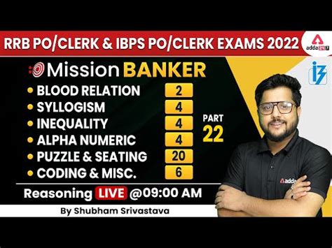 RRB PO Clerk IBPS PO Clerk 2022 Reasoning By Shubham Seating