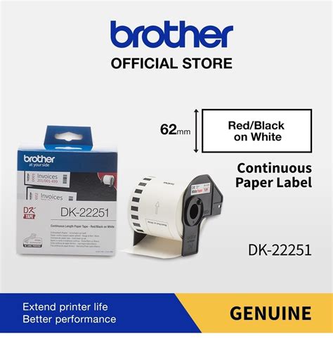 Genuine Brother Dk Continuous Paper Label Roll Black And Red On