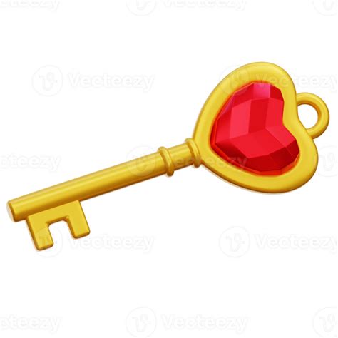 Heart Diamond Key 3d Icon Illustration 38014388 Png