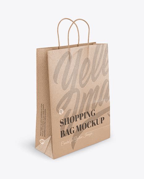 Kraft Glossy Shopping Bag With Rope Handle Mockup Halfside View