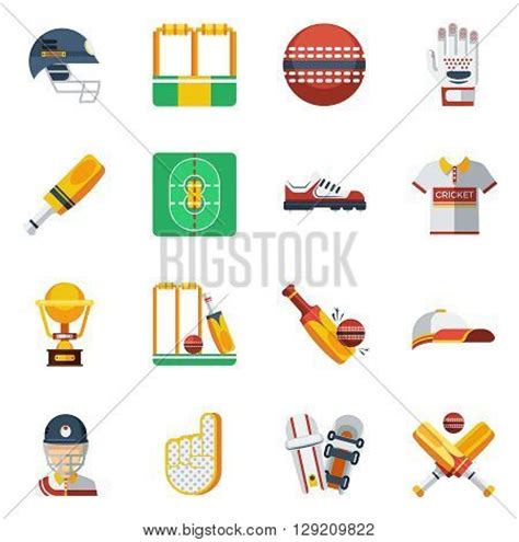 Cricket Icons Set Vector Photo Free Trial Bigstock