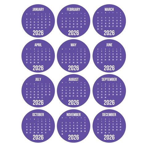 Purple 2026 Calendar Circles|D-1286621