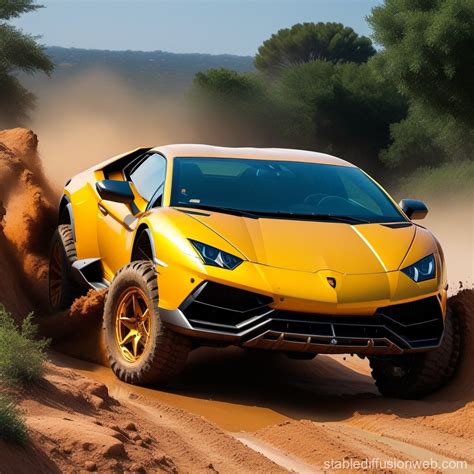 Lamborghini's Off-Road Adventure | Stable Diffusion Online