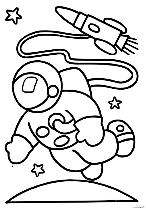 Coloriage Astronaute Sort De Son Fusee JeColorie