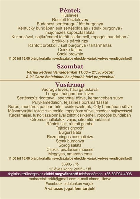 Napi menü - Panoráma Étterem