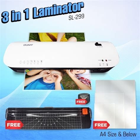 QUAFF SL A Laminator Hot Cold Laminating Machine With R Corner Puncher And Sliding Cutter