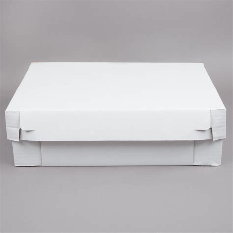 18 X 14 X 5 White Corrugated Half Sheet Cake Bakery Box With Lid