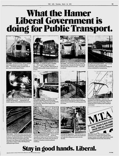 1976 Liberal Hamer Government Public Transport Advert R Melbourne