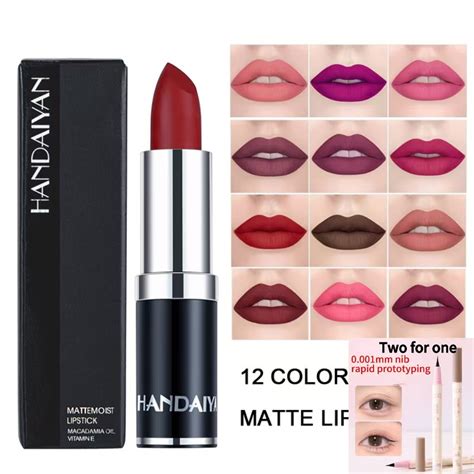 Cores Maquiagem Baton Matte Lipstick Batom Longo Prazo Vermelho Rosa Veludo Nude Lipsticks