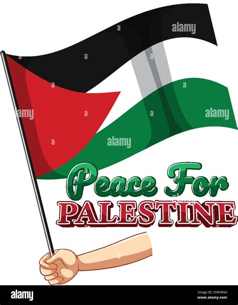 Illustration Of A Hand Holding A Palestine Flag For Support And Peace