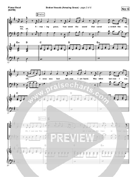 Broken Vessels Amazing Grace Sheet Music Pdf Hillsong Worship Praisecharts